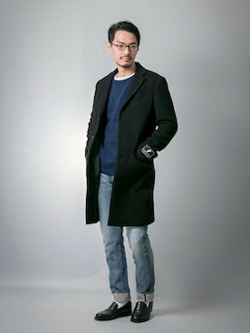 「URBAN RESEARCH（アーバンリサーチ）のアイテム（チェスターコート）」を使った、takuさん（メンズ・178cm）の秋コーディネート