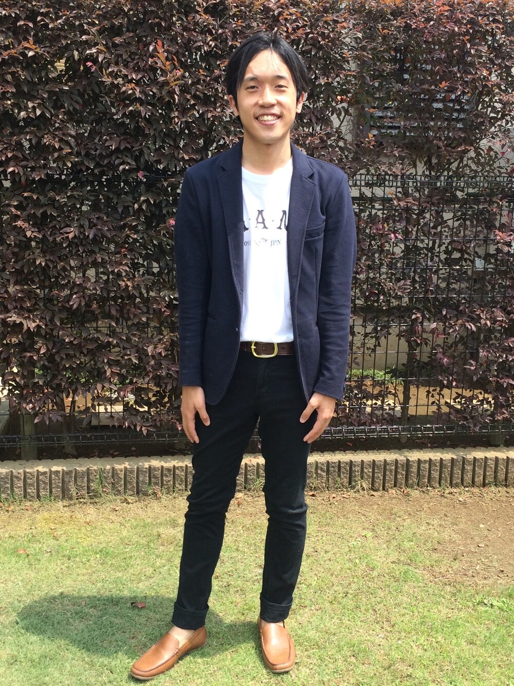 「SENSE OF PLACE by URBAN RESEARCHのアイテム（ナイロンジャケット、ブルー系）」を使った、HIROさん（メンズ・169cm）の夏コーディネートの1枚目の写真