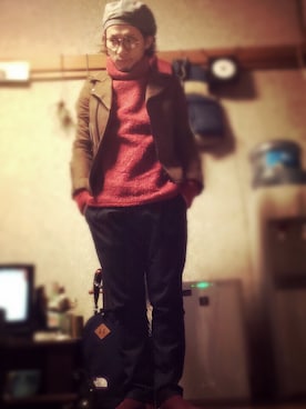 「アイテム（ライダースジャケット）」を使った、新庄 健太【PRESENCE】さん（メンズ・160cm・20代）の冬コーディネート