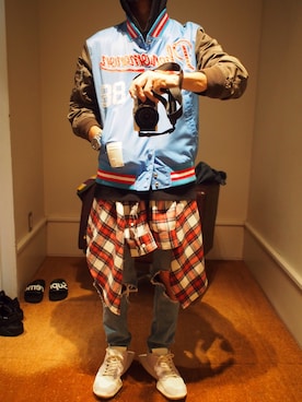 「PHENOMENON（フェノメノン）のアイテム（スタジャン）」を使った、TAKAさん（メンズ・162cm）の秋コーディネート