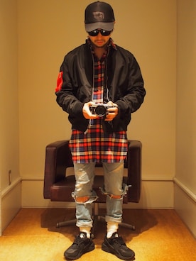 「PHENOMENON（フェノメノン）のアイテム（ミリタリージャケット）」を使った、TAKAさん（メンズ・162cm）の春コーディネート