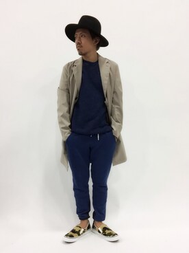 「BEAMS F（ビームスエフ）のアイテム（ステンカラーコート）」を使った、B-chanさん（メンズ・168cm）の春コーディネート