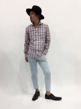 「アイテム（ブーツ、ブルー系）」を使った、B-chanさん（メンズ・168cm）の春コーディネート