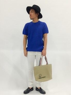 「FRED PERRY（フレッドペリー）のアイテム（トートバッグ）」を使った、B-chanさん（メンズ・168cm）の春コーディネート