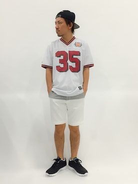 「Mitchell&Ness（ミッチェル&ネス）のアイテム（キャップ）」を使った、B-chanさん（メンズ・168cm）の春コーディネート