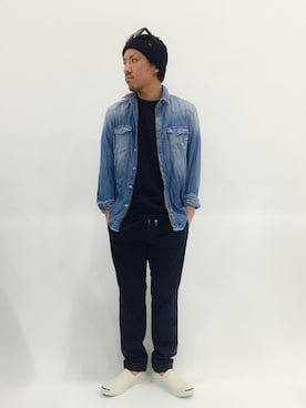 「45R（フォーティファイブアール）のアイテム（Tシャツ/カットソー）」を使った、B-chanさん（メンズ・168cm）の春コーディネート