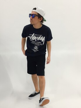 「Mitchell&Ness（ミッチェル&ネス）のアイテム（キャップ）」を使った、B-chanさん（メンズ・168cm）の春コーディネート