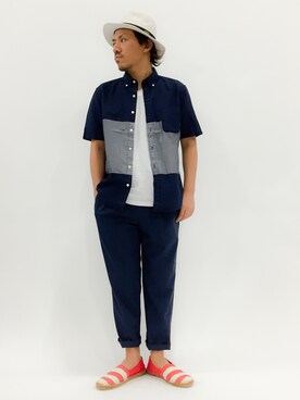 「CHAPTER WORLD select （チャプターワールドセレクト）のアイテム（帽子）」を使った、B-chanさん（メンズ・168cm）の夏コーディネート