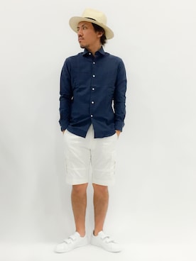 「CHAPTER WORLD select （チャプターワールドセレクト）のアイテム（帽子）」を使った、B-chanさん（メンズ・168cm）の夏コーディネート