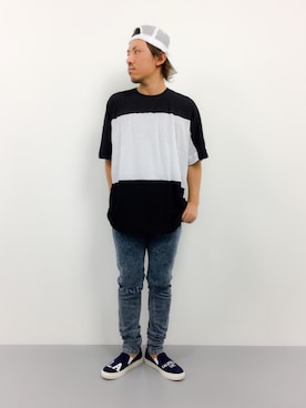 「L.H.P（エルエイチピー）のアイテム（デニムパンツ）」を使った、B-chanさん（メンズ・168cm）の夏コーディネート