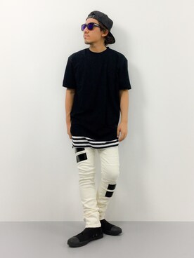「SHAREEF（シャリーフ）のアイテム（パンツ）」を使った、B-chanさん（メンズ・168cm）の夏コーディネート