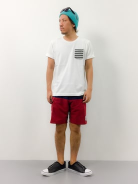 「ALIVE（アライブ）のアイテム（帽子）」を使った、B-chanさん（メンズ・168cm）の夏コーディネート