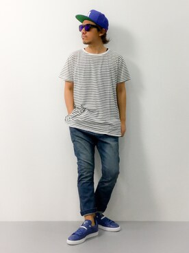 「unrelaxing（アンリラクシング）のアイテム（パンツ）」を使った、B-chanさん（メンズ・168cm）の夏コーディネート