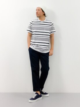 「ブラック×ホワイト」｜「アイテム（スラックス）」を使った、B-chanさん（メンズ・168cm）の夏コーディネート