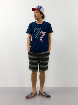 「アイテム（その他シューズ、ブルー系）」を使った、B-chanさん（メンズ・168cm）の夏コーディネート