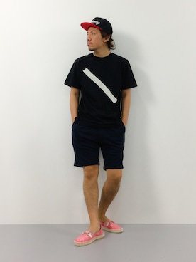 「unrelaxing（アンリラクシング）のアイテム（帽子）」を使った、B-chanさん（メンズ・168cm）の夏コーディネート