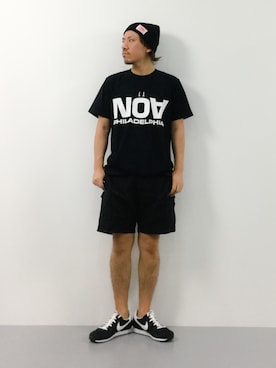 「ブラック×ホワイト」｜「アイテム（ニットキャップ/ビーニー）」を使った、B-chanさん（メンズ・168cm）の夏コーディネート
