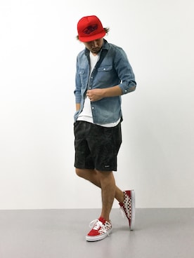 「VANS（バンズ）のアイテム（帽子）」を使った、B-chanさん（メンズ・168cm）の夏コーディネート