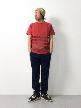 「NANO universe（ナノユニバース）のアイテム（ニットキャップ/ビーニー）」を使った、B-chanさん（メンズ・168cm）の夏コーディネート