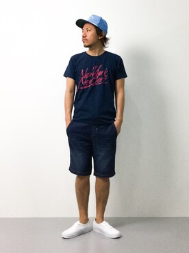 「ASICS（アシックス）のアイテム（帽子）」を使った、B-chanさん（メンズ・168cm）の夏コーディネート