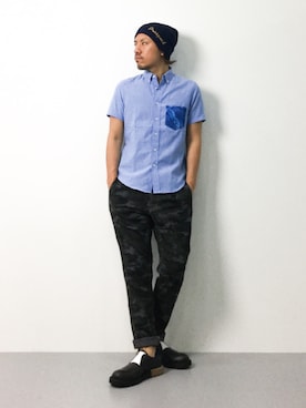 「NANO universe（ナノユニバース）のアイテム（ニットキャップ/ビーニー）」を使った、B-chanさん（メンズ・168cm）の夏コーディネート