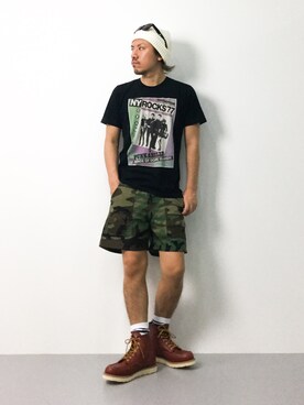 「NANO universe（ナノユニバース）のアイテム（ニットキャップ/ビーニー）」を使った、B-chanさん（メンズ・168cm）の夏コーディネート