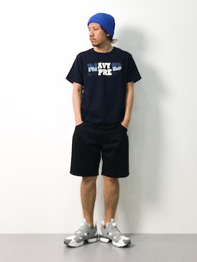 「NANO universe（ナノユニバース）のアイテム（ニットキャップ/ビーニー）」を使った、B-chanさん（メンズ・168cm）の夏コーディネート