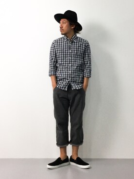 「unrelaxing（アンリラクシング）のアイテム（帽子）」を使った、B-chanさん（メンズ・168cm）の夏コーディネート