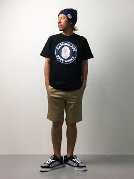 「VISION（ヴィジョン）のアイテム（シューズ）」を使った、B-chanさん（メンズ・168cm）の夏コーディネート