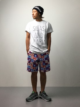 「STUSSY（ステューシー）のアイテム（ニットキャップ/ビーニー）」を使った、B-chanさん（メンズ・168cm）の夏コーディネート