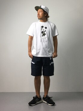 「アーミー」｜「アイテム（キャップ）」を使った、B-chanさん（メンズ・168cm）の夏コーディネート