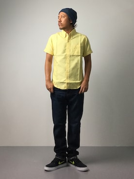 「NANO universe（ナノユニバース）のアイテム（ニットキャップ/ビーニー）」を使った、B-chanさん（メンズ・168cm）の夏コーディネート