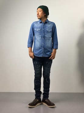 「NANO universe（ナノユニバース）のアイテム（ニットキャップ/ビーニー）」を使った、B-chanさん（メンズ・168cm）の夏コーディネート