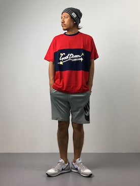 「NANO universe（ナノユニバース）のアイテム（ニットキャップ/ビーニー）」を使った、B-chanさん（メンズ・168cm）の夏コーディネート