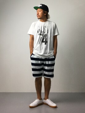 「ANDSUNS（アンドサンズ）のアイテム（キャップ）」を使った、B-chanさん（メンズ・168cm）の夏コーディネート