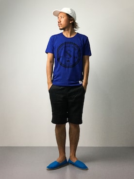 「SQUOVAL（スクオーバル）のアイテム（シューズ）」を使った、B-chanさん（メンズ・168cm）の夏コーディネート