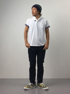 「NANO universe（ナノユニバース）のアイテム（ニットキャップ/ビーニー）」を使った、B-chanさん（メンズ・168cm）の夏コーディネート