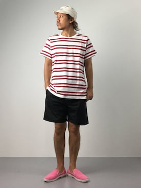 「ワークキャップ」｜「アイテム（その他シューズ）」を使った、B-chanさん（メンズ・168cm）の夏コーディネート