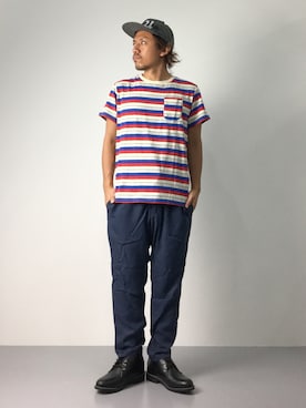 「NANO universe（ナノユニバース）のアイテム（キャップ）」を使った、B-chanさん（メンズ・168cm）の夏コーディネート