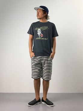 「B'2nd（ビーセカンド）のアイテム（キャップ）」を使った、B-chanさん（メンズ・168cm）の夏コーディネート
