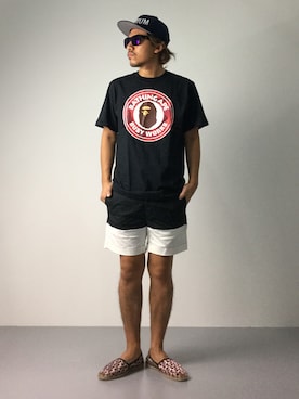 「JUNRED（ジュンレッド）のアイテム（その他シューズ）」を使った、B-chanさん（メンズ・168cm）の夏コーディネート