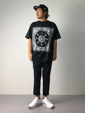 「GDC（ジーディーシー）のアイテム（スラックス）」を使った、B-chanさん（メンズ・168cm）の夏コーディネート