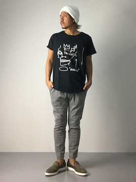 「BASQUIAT（バスキア）のアイテム」を使った、B-chanさん（メンズ・168cm）の夏コーディネート