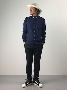 「BRIXTON（ブリクストン）のアイテム（帽子）」を使った、B-chanさん（メンズ・168cm）の夏コーディネート