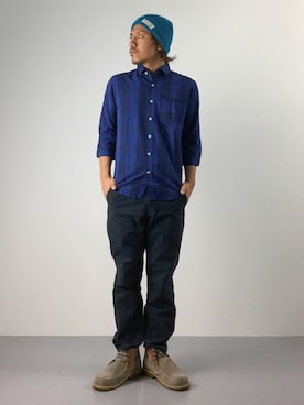 「SHIPS JET BLUE（シップスジェットブルー）のアイテム（ニットキャップ/ビーニー）」を使った、B-chanさん（メンズ・168cm）の夏コーディネート