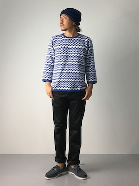 「NANO universe（ナノユニバース）のアイテム（ニットキャップ/ビーニー）」を使った、B-chanさん（メンズ・168cm）の夏コーディネート