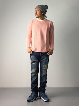 「AZUL by moussy（アズールバイマウジー）のアイテム（ニットキャップ/ビーニー）」を使った、B-chanさん（メンズ・168cm）の夏コーディネート