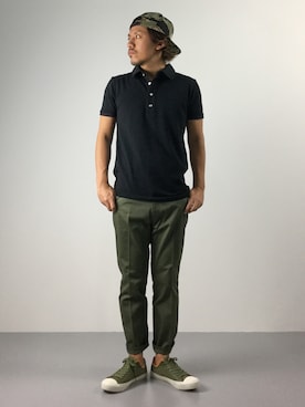 「RED KAP（レッドキャップ）のアイテム（チノパンツ）」を使った、B-chanさん（メンズ・168cm）の夏コーディネート