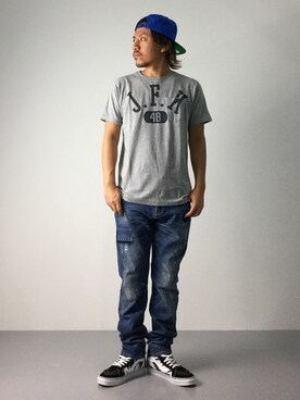 「UNDEFEATED (アンディフィーテッド)のアイテム」を使った、B-chanさん(メンズ・168cm)の夏コーディネート