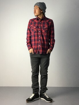 「Champion（チャンピオン）のアイテム（ニットキャップ/ビーニー）」を使った、B-chanさん（メンズ・168cm）の秋コーディネート